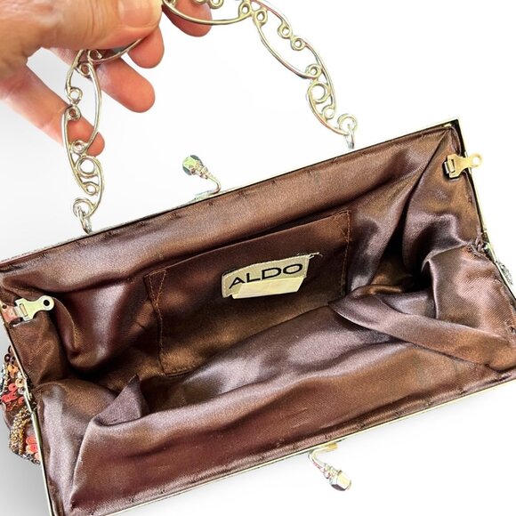 Vintage Aldo Sequined Clutch Purse w/ Silver Tone Handle - Picture 6 of 7